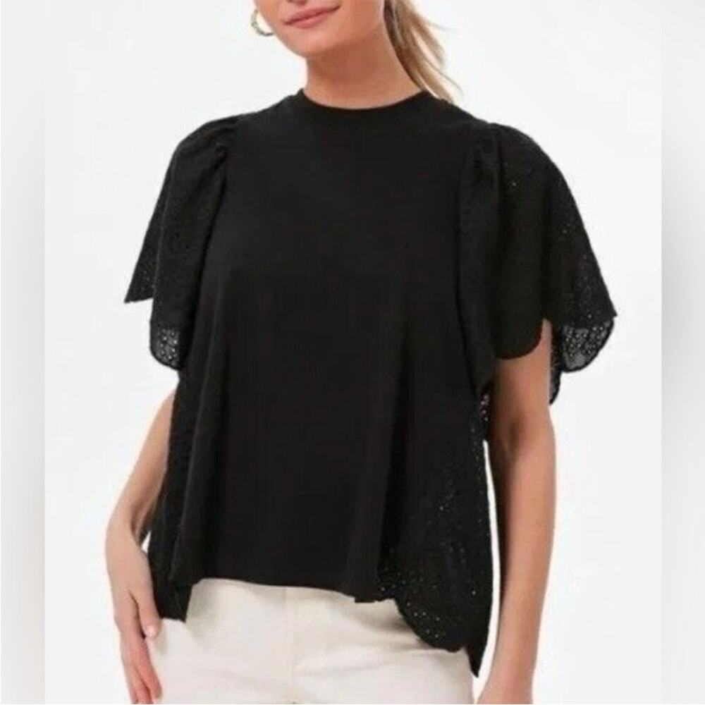 Tuckernuck Pomander Place Eyelet Emi Short Sleeve Lace Flutter Top Size S